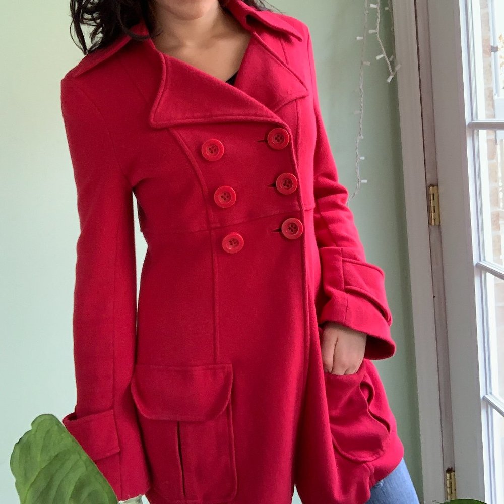 Banana Republic Red Double Breasted Pea Coat